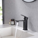 Matte black bathroom sink faucet with smooth aerated water flow