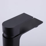 Matte black bathroom sink faucet single lever with hot and cold indicators