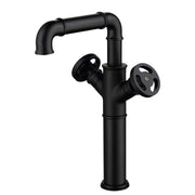 Industrial Pipe Bathroom Faucet for Vessel Sink Matte Black Tall Vanity Faucet