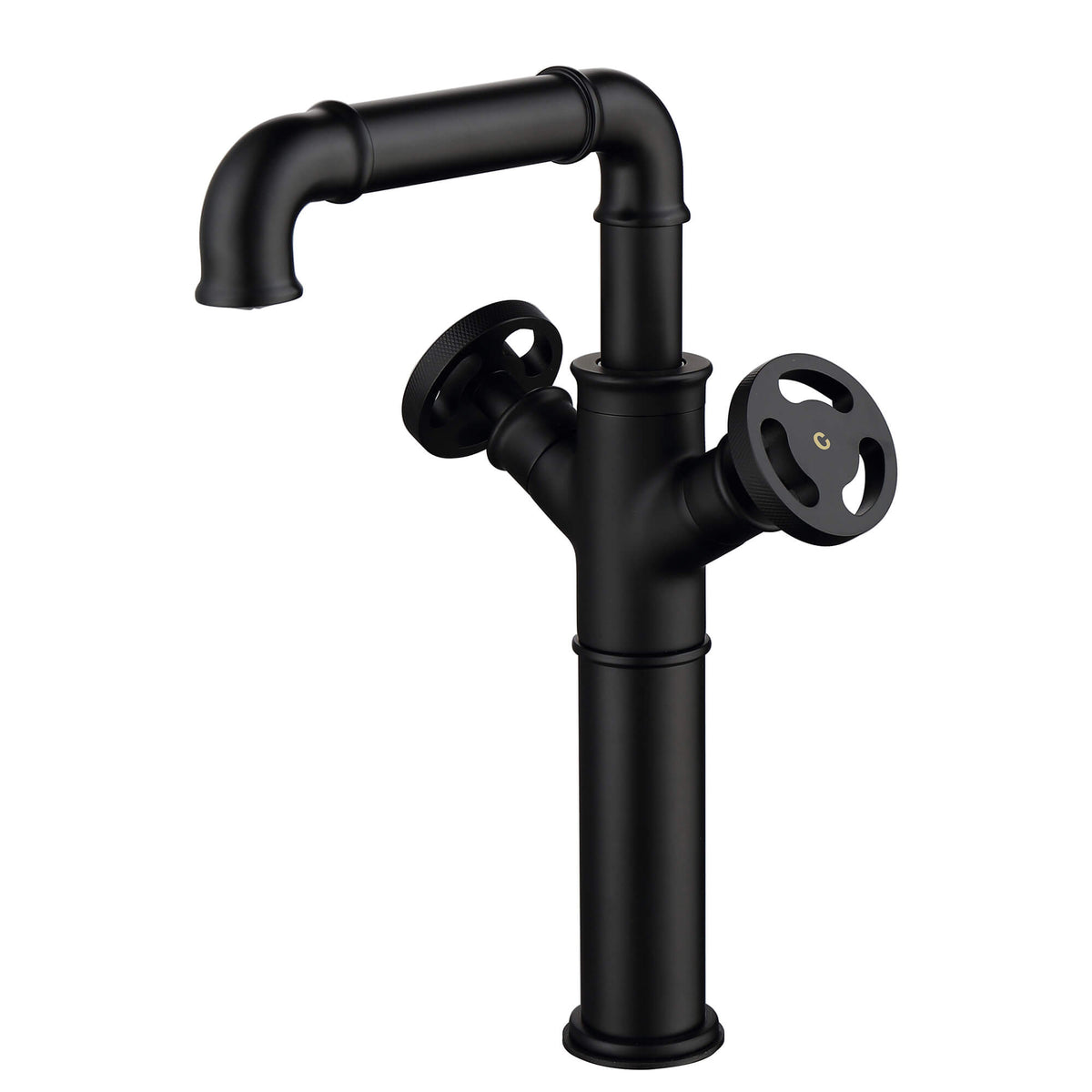 Industrial Pipe Bathroom Faucet for Vessel Sink Matte Black Tall Vanity Faucet