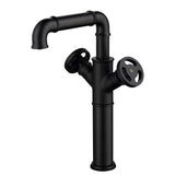 Industrial Pipe Bathroom Faucet for Vessel Sink Matte Black Tall Vanity Faucet