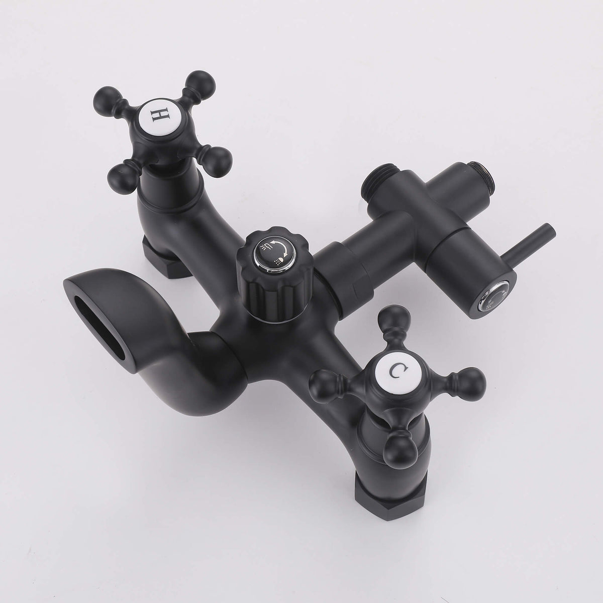 Matte black dual handle shower mixer