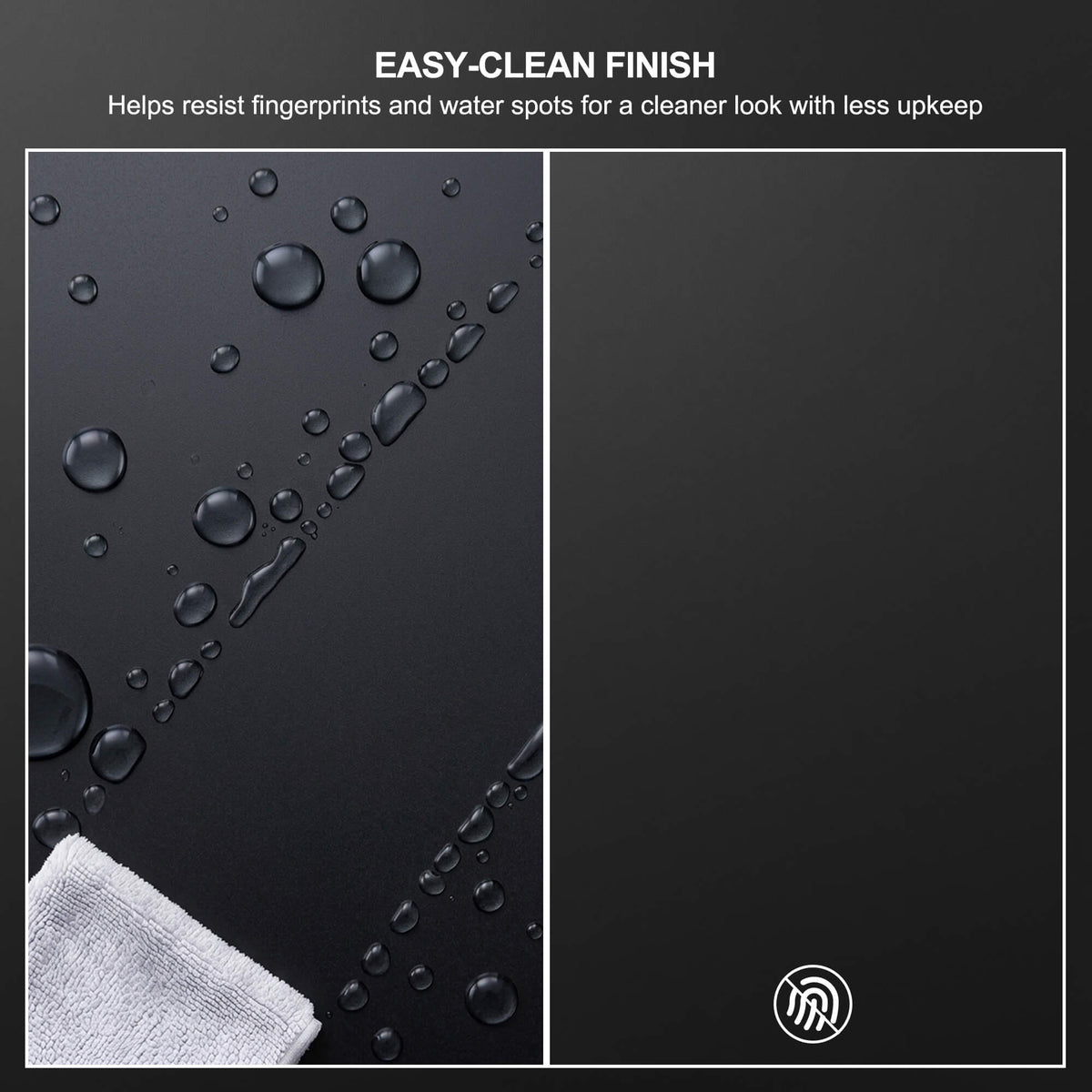 Matte black faucet easy clean finish resistant to fingerprints and water spots