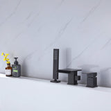 3-Hole Square Waterfall Roman Tub Faucet with Hand Shower