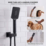Matte black handheld shower head for hair rinsing, bathing pets and cleaning shower walls