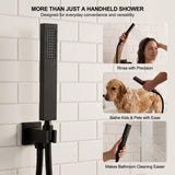Matte black handheld shower sprayer for rinsing, cleaning, and everyday bathroom shower use