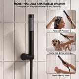 Matte black handheld shower sprayer with flexible hose for bathing, cleaning and everyday use