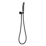Matte black handheld shower with flexible hose and wall mount
