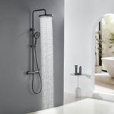 3-Function Exposed Stainless Steel Rain Shower Column with Waterfall Tub Filler