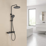 Exposed 3-Function Rain Shower Column with Shelf & Waterfall Tub Filler