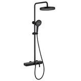 Exposed 3-Function Rain Shower Column with Shelf & Waterfall Tub Filler