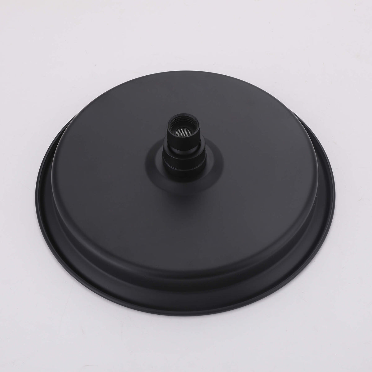 Back view of matte black rainfall shower head