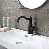Single Hole Bathroom Faucet with Curved Spout Vintage Vanity Sink Mixer Tap