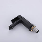 Matte black single-hole bathroom sink faucet with mounting shank and aerator