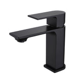Matte black square single-hole bathroom sink faucet with single lever handle