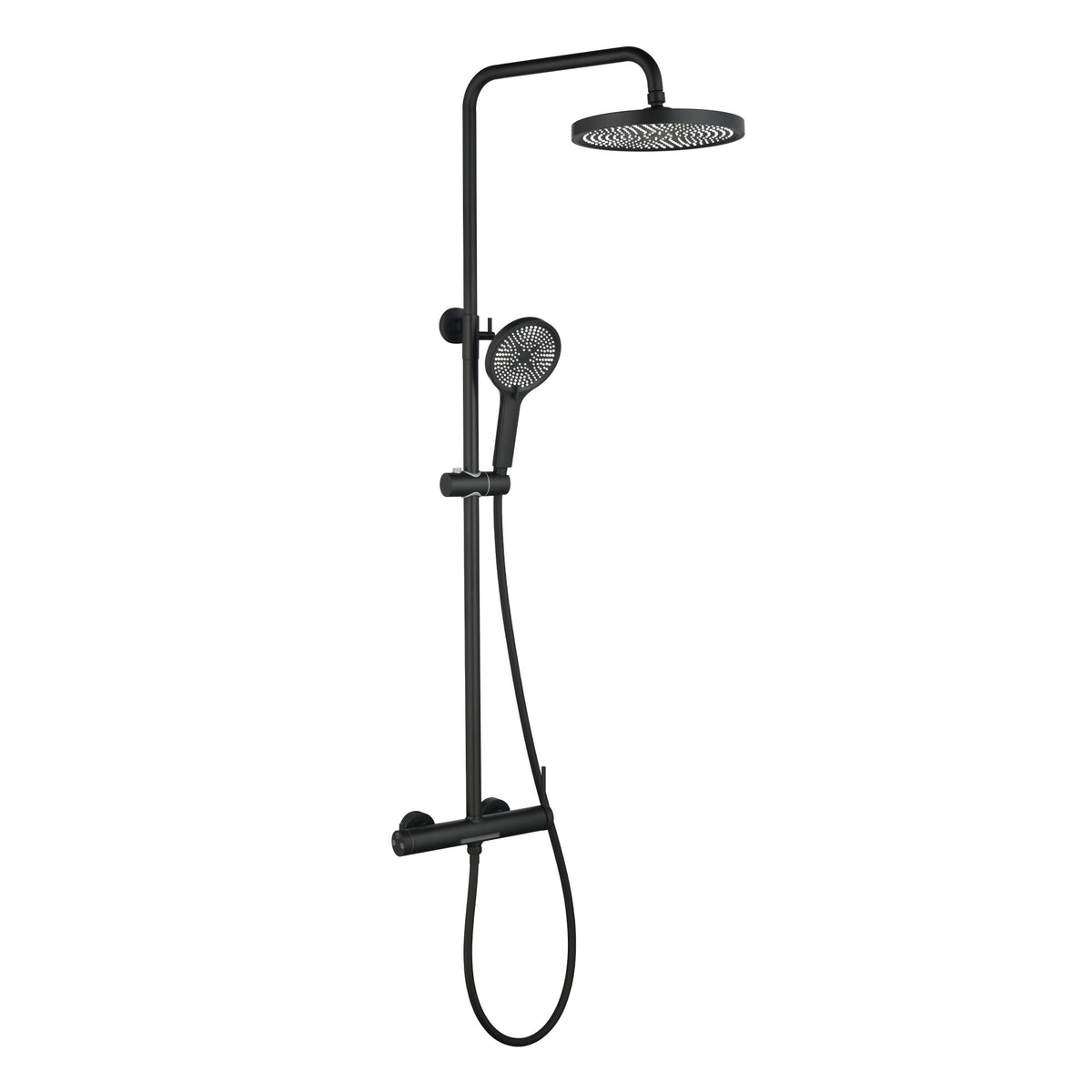 3-Function Exposed Stainless Steel Rain Shower Column with Waterfall Tub Filler