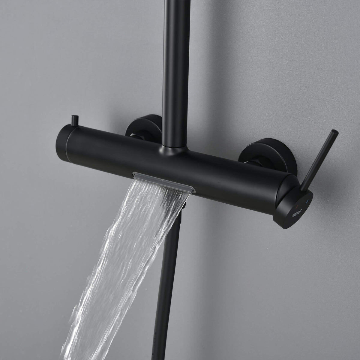 3-Function Exposed Stainless Steel Rain Shower Column with Waterfall Tub Filler