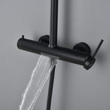3-Function Exposed Stainless Steel Rain Shower Column with Waterfall Tub Filler