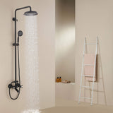 Modern bathroom black shower running
