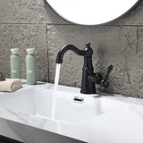Single Hole Bathroom Faucet with Curved Spout Vintage Vanity Sink Mixer Tap