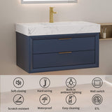 36-Inch Floating Bathroom Vanity with LED Lighting & 2 Drawers