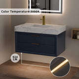36-Inch Floating Bathroom Vanity with LED Lighting & 2 Drawers