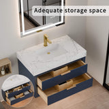 36-Inch Floating Bathroom Vanity with LED Lighting & 2 Drawers