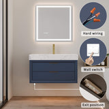 36-Inch Floating Bathroom Vanity with LED Lighting & 2 Drawers