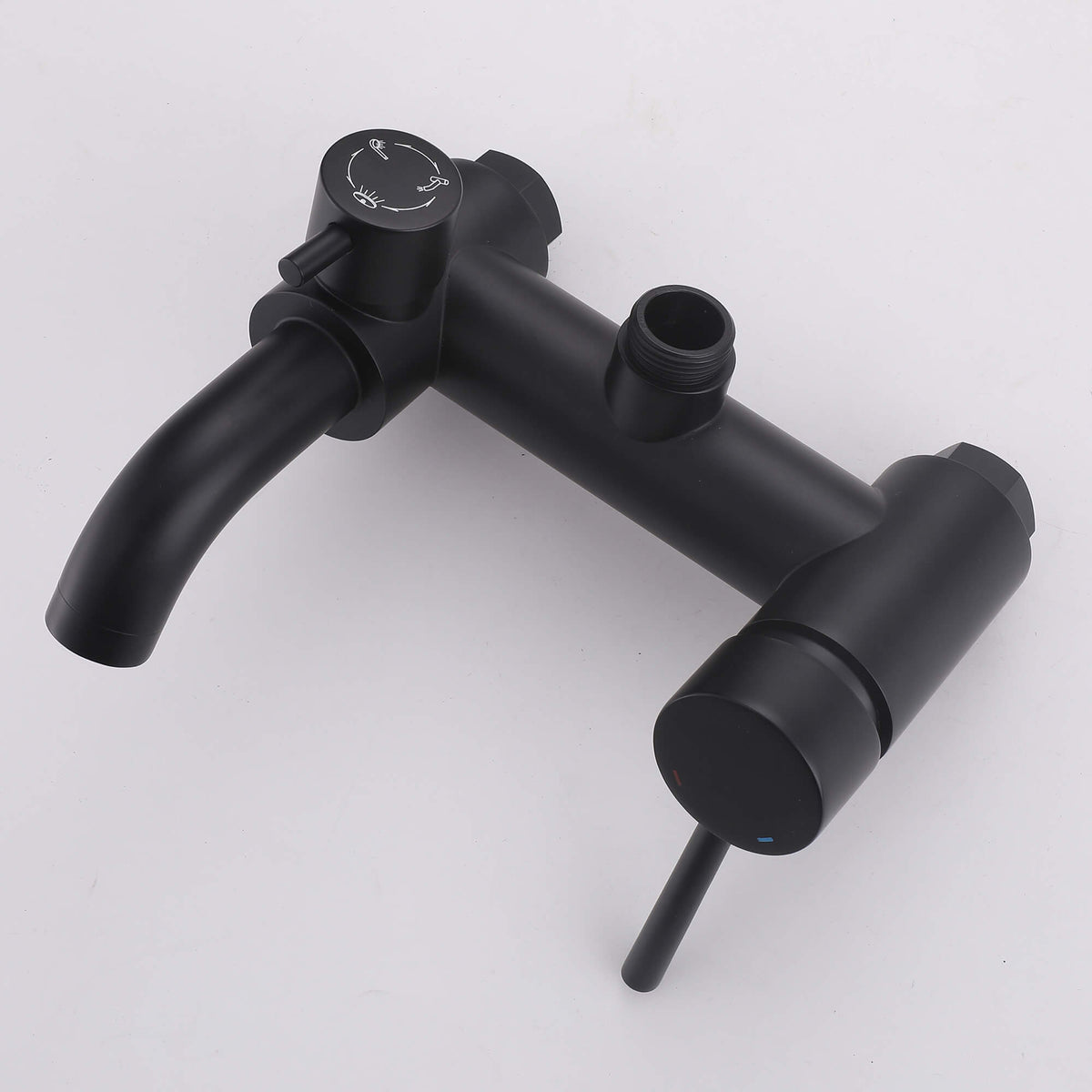 3-function diverter control for outdoor shower rain head, handheld shower, and tub spout