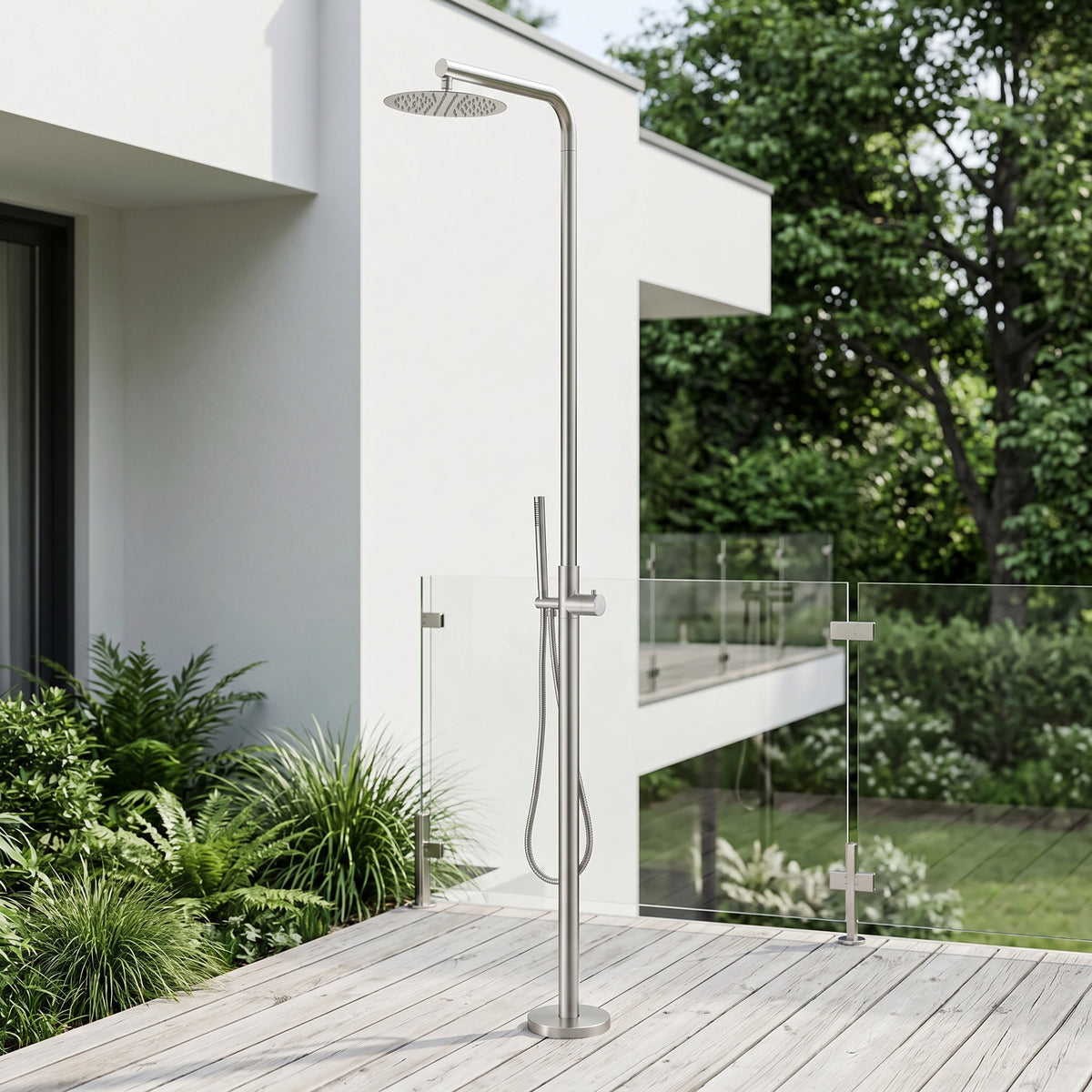 316 Stainless Steel Outdoor Shower with 10-Inch Rain Shower Head and Handheld Sprayer