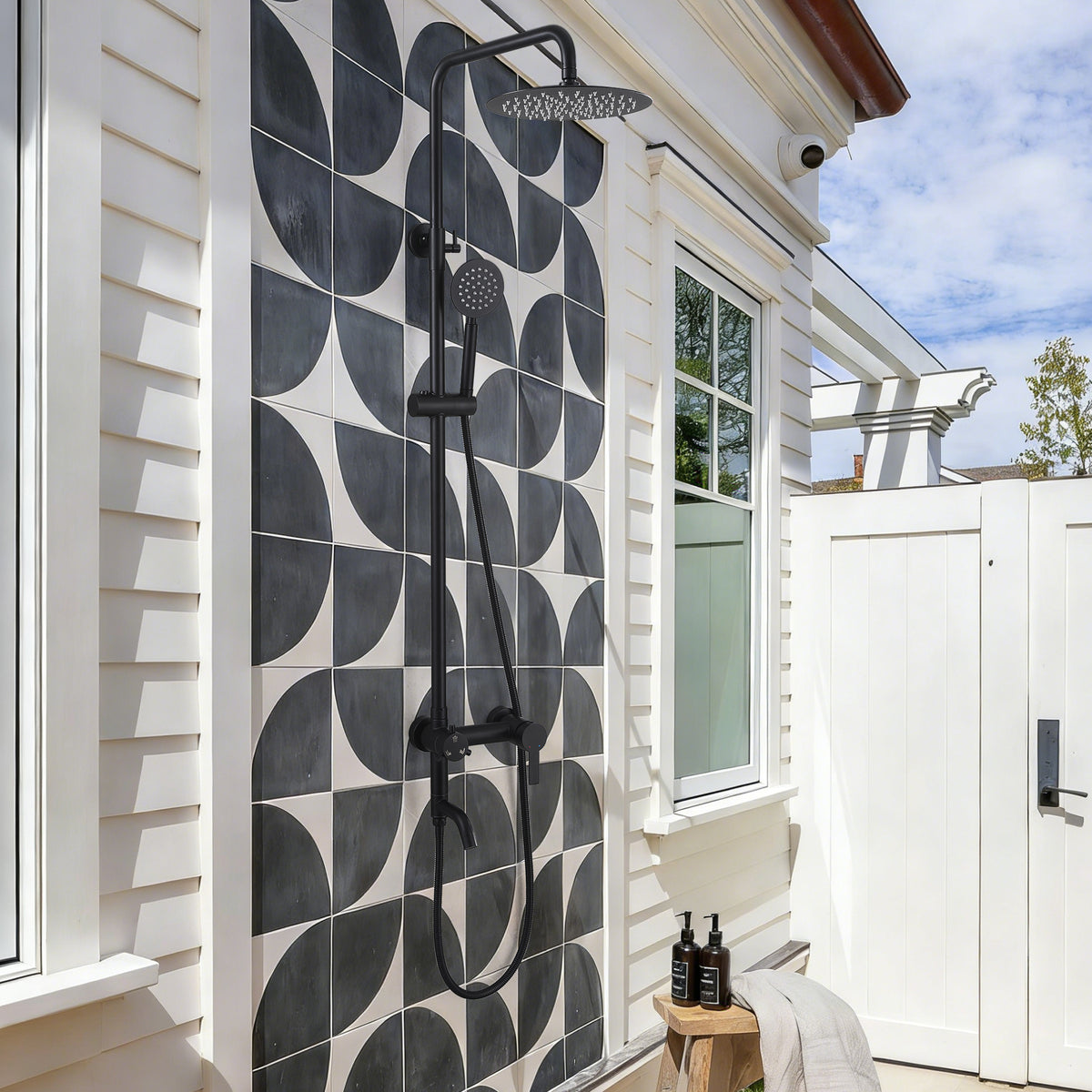 3-Function 304 Stainless Steel Wall-Mounted Outdoor Shower System