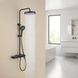 Exposed 3-Function Rain Shower Column with Shelf & Waterfall Tub Filler