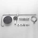 3-Function Exposed Stainless Steel Rain Shower Column with Waterfall Tub Filler
