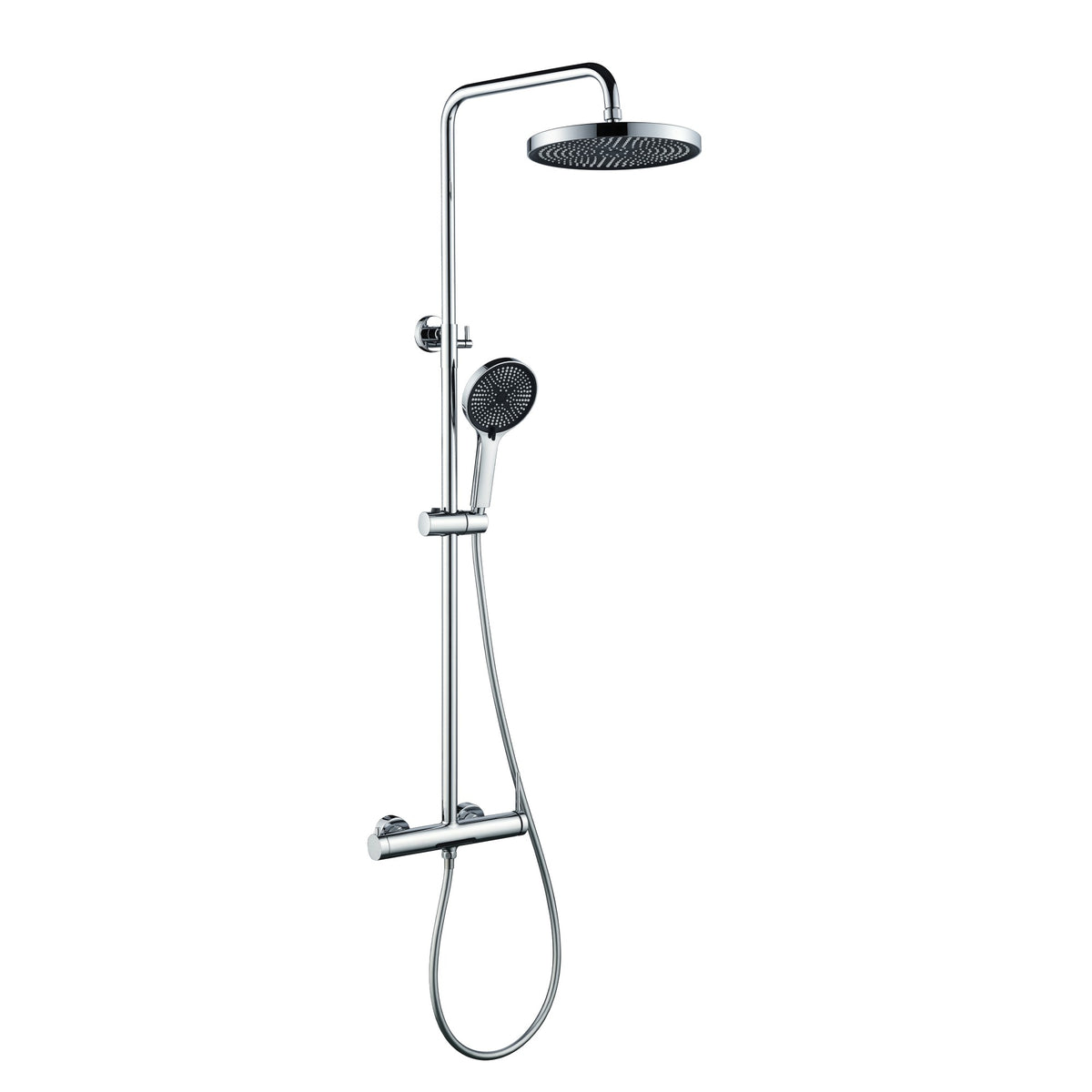 3-Function Exposed Stainless Steel Rain Shower Column with Waterfall Tub Filler