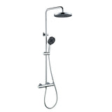 3-Function Exposed Stainless Steel Rain Shower Column with Waterfall Tub Filler