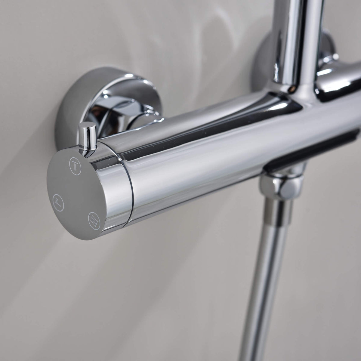 3-Function Exposed Stainless Steel Rain Shower Column with Waterfall Tub Filler