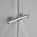 3-Function Exposed Stainless Steel Rain Shower Column with Waterfall Tub Filler