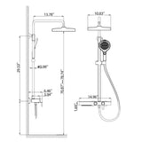 Exposed 3-Function Rain Shower Column with Shelf & Waterfall Tub Filler