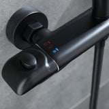 40°C safety temperature control on a matte black thermostatic shower mixer