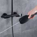 Matte black handheld shower demonstrating the rear high-pressure jet spray mode