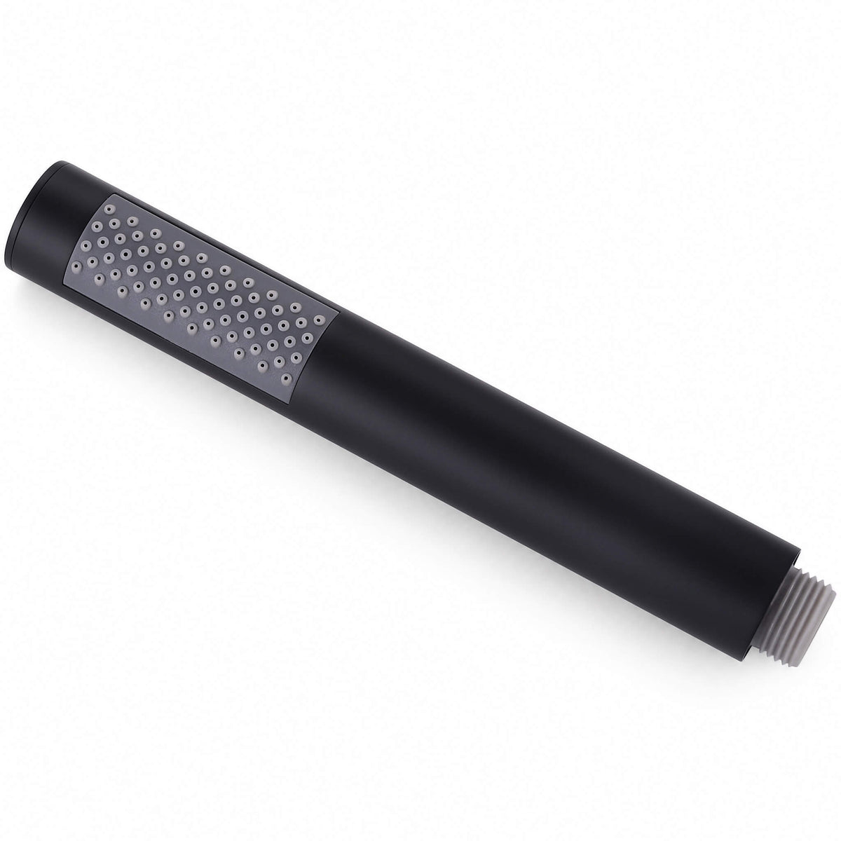 Close-up of the RB1350 matte black handheld shower head showing the spray nozzles and threaded connection.