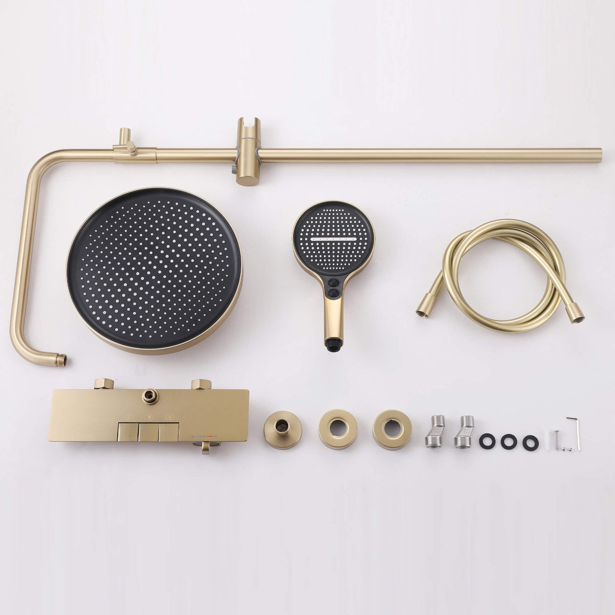 Modern 3-Function Shower System with Rainfall Head, Hand Spray & Waterfall Outlet
