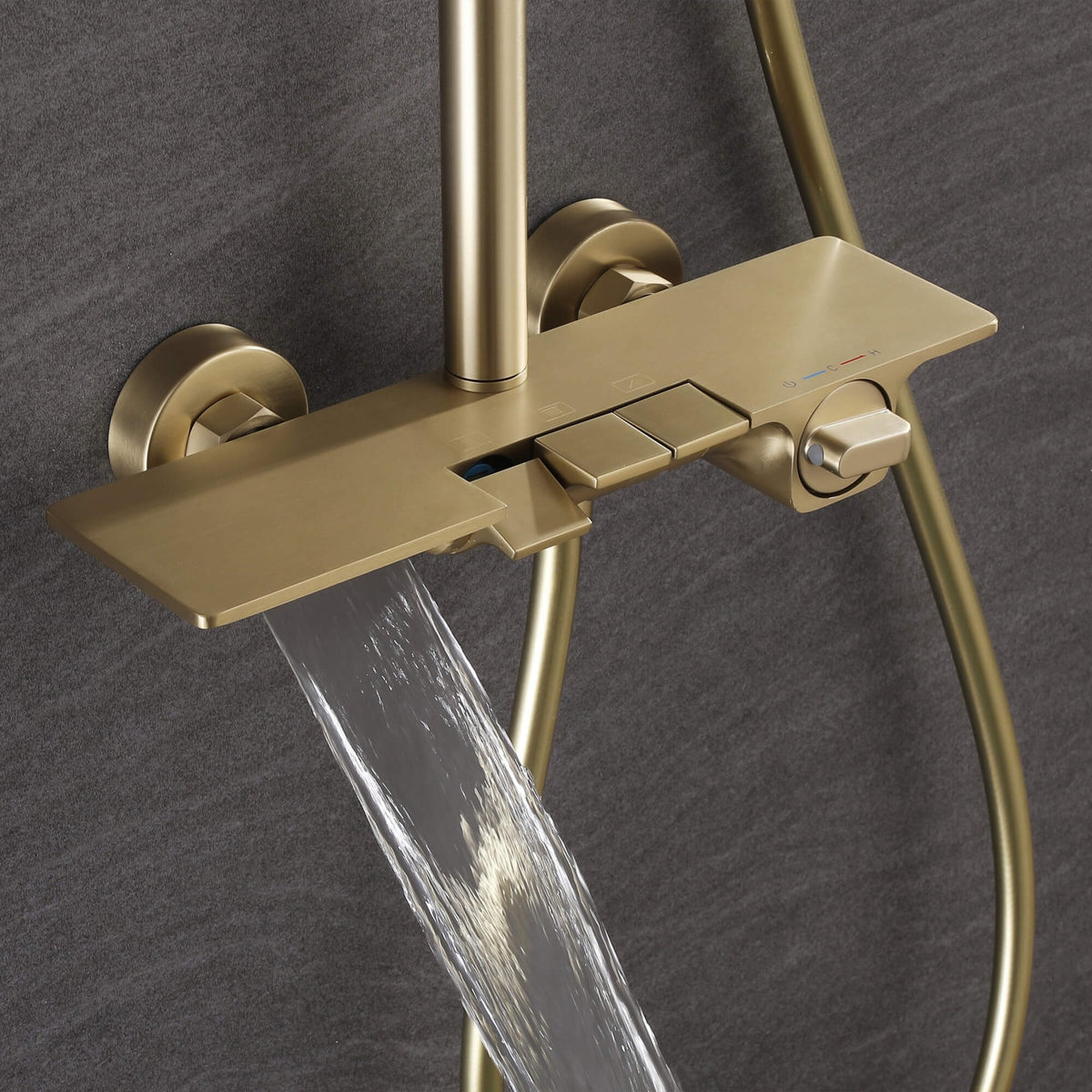 Modern 3-Function Shower System with Rainfall Head, Hand Spray & Waterfall Outlet