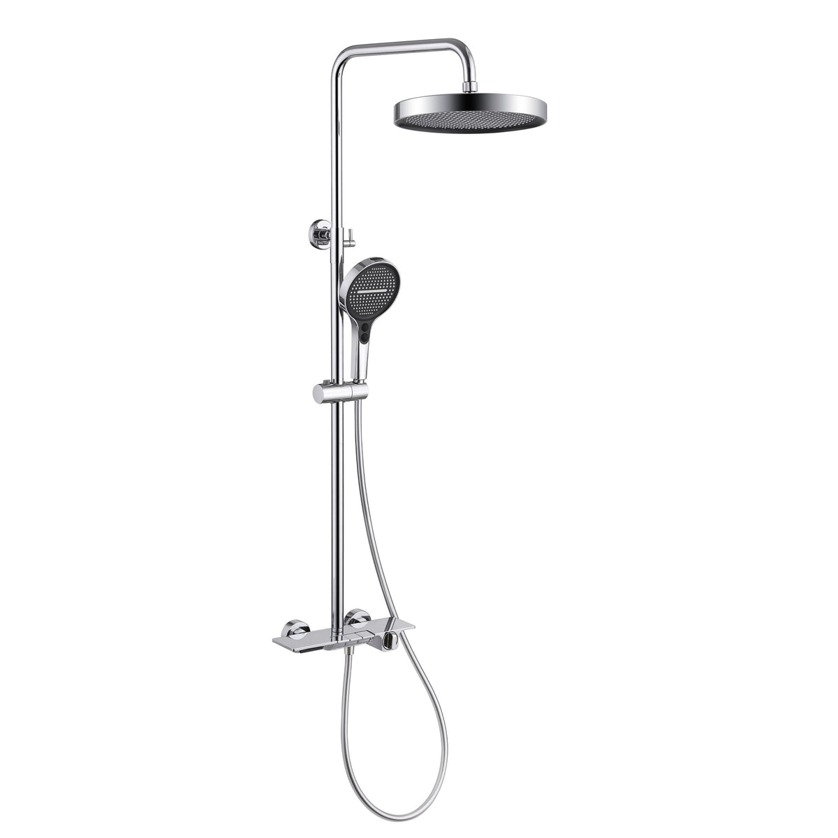 Modern 3-Function Shower System with Rainfall Head, Hand Spray & Waterfall Outlet