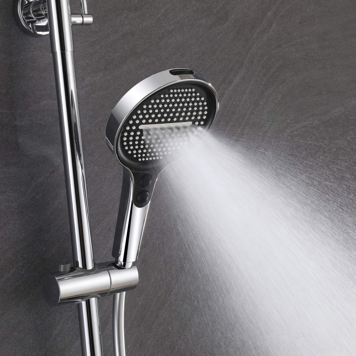 Modern 3-Function Shower System with Rainfall Head, Hand Spray & Waterfall Outlet