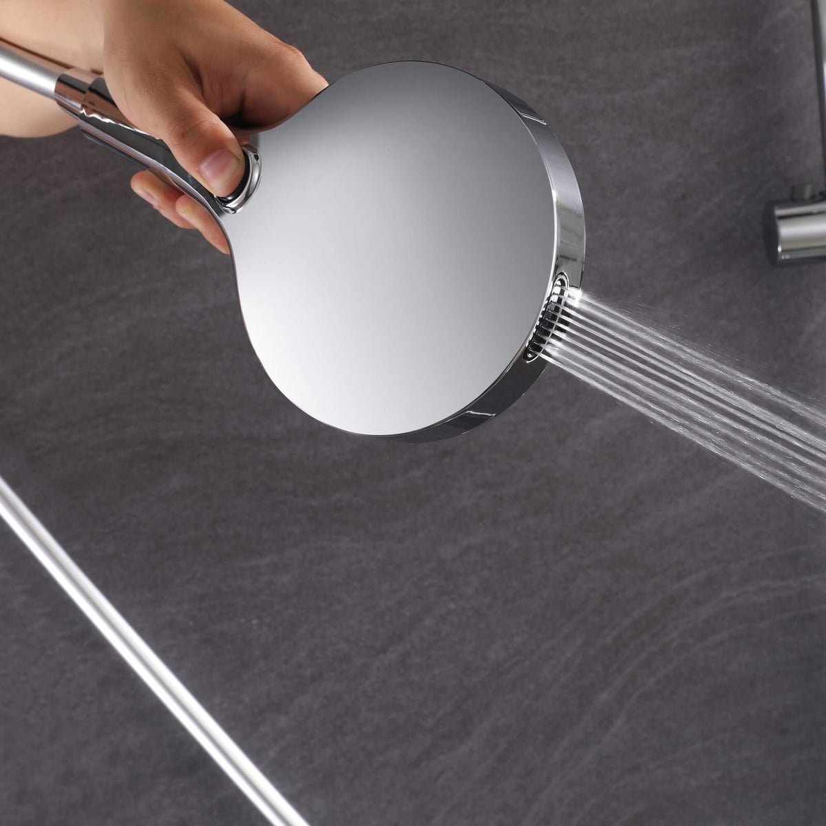 Modern 3-Function Shower System with Rainfall Head, Hand Spray & Waterfall Outlet