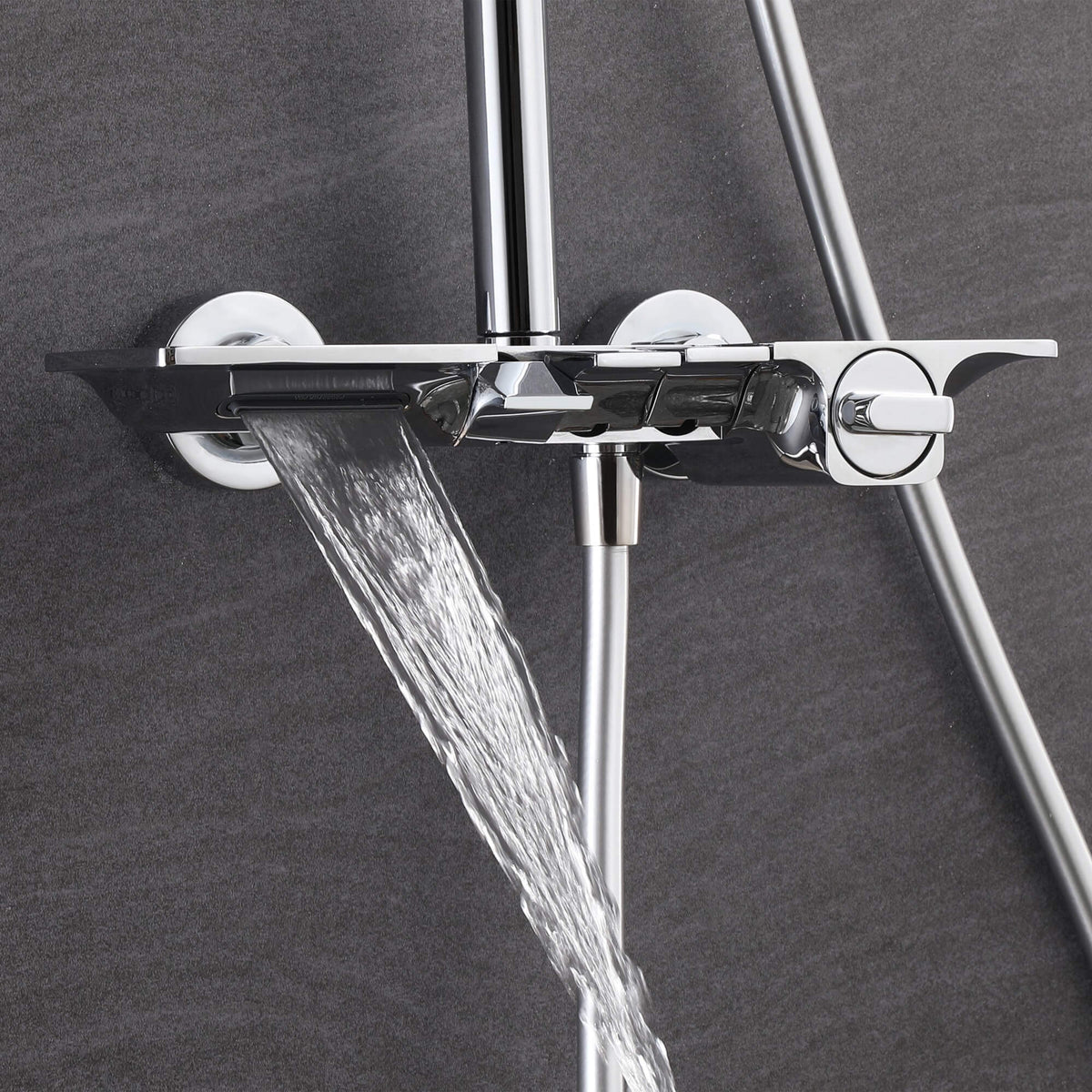 Modern 3-Function Shower System with Rainfall Head, Hand Spray & Waterfall Outlet