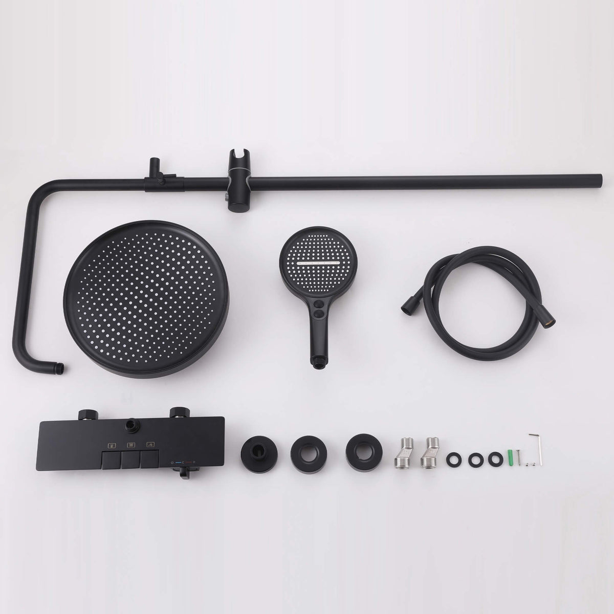 Modern 3-Function Shower System with Rainfall Head, Hand Spray & Waterfall Outlet