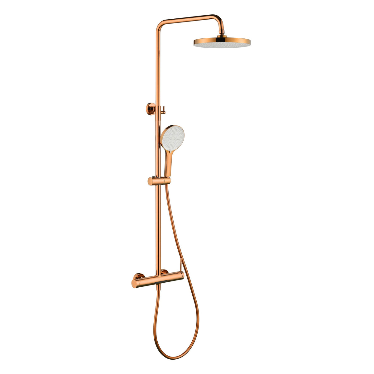 3-Function Exposed Stainless Steel Rain Shower Column with Waterfall Tub Filler