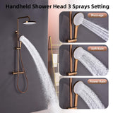 3-Function Exposed Stainless Steel Rain Shower Column with Waterfall Tub Filler